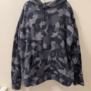 Champion Gray & Black Camo Hoodie - Size XL